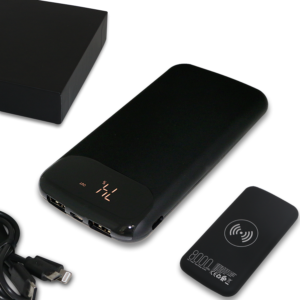 Coffret  Powerbank Publicitaire Soft Touch sans Fil 8000 Mah